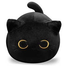 Soft Black Cat Plush Toy Pillow - Stuffed Animal for Kids, Boys Girls Small