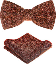 TIE G Men'S Glitter Velvet Bow Tie  Pocket Square Set in Gift Box for Wedding,