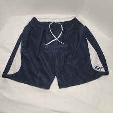 NIKE Navy Blue w/White Side Panels 7.5" Mesh Lined Swim Trunks Size XL - EUC