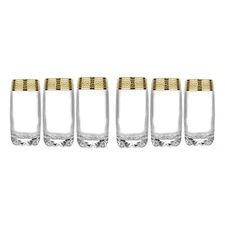 Greek Key Highball Glasses Set of 6 - 13 oz Tall Glasses | Dishwasher Safe