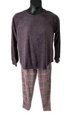 Carole Hochman Silky Velour Long Sleeve with Jogger PJ Set Stone