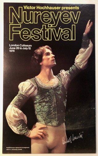 Nureyev Festival (1978) Window Card poster 20” x 12.5” Rudolf Nureyev ballet EXC