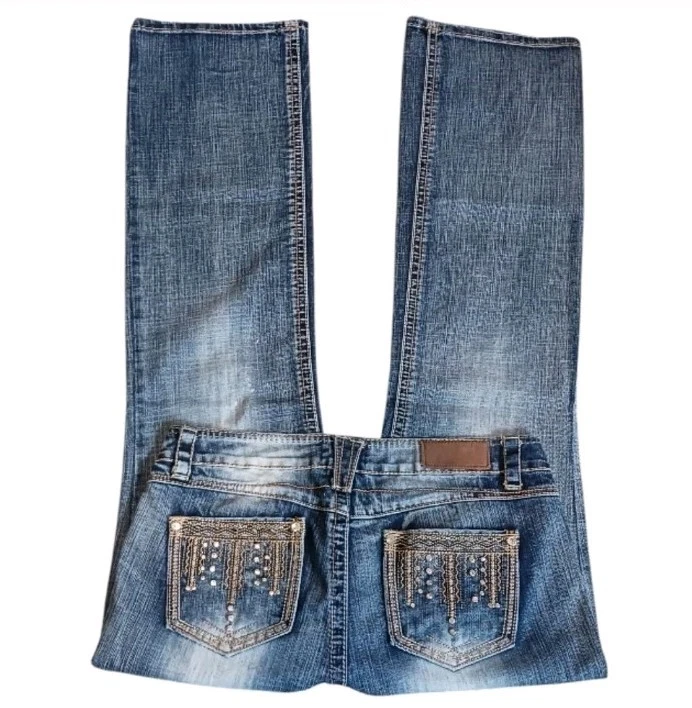 Ковбойские блестящие джинсы 32x35 с украшениями вестерн - Изображение 3 из 4