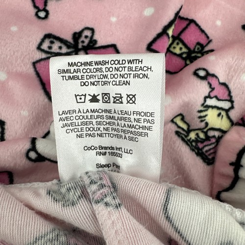Women's L Christmas Pajama Pants Snoopy & Woodstock Pink Presents & Sledding NWT - Picture 7 of 7