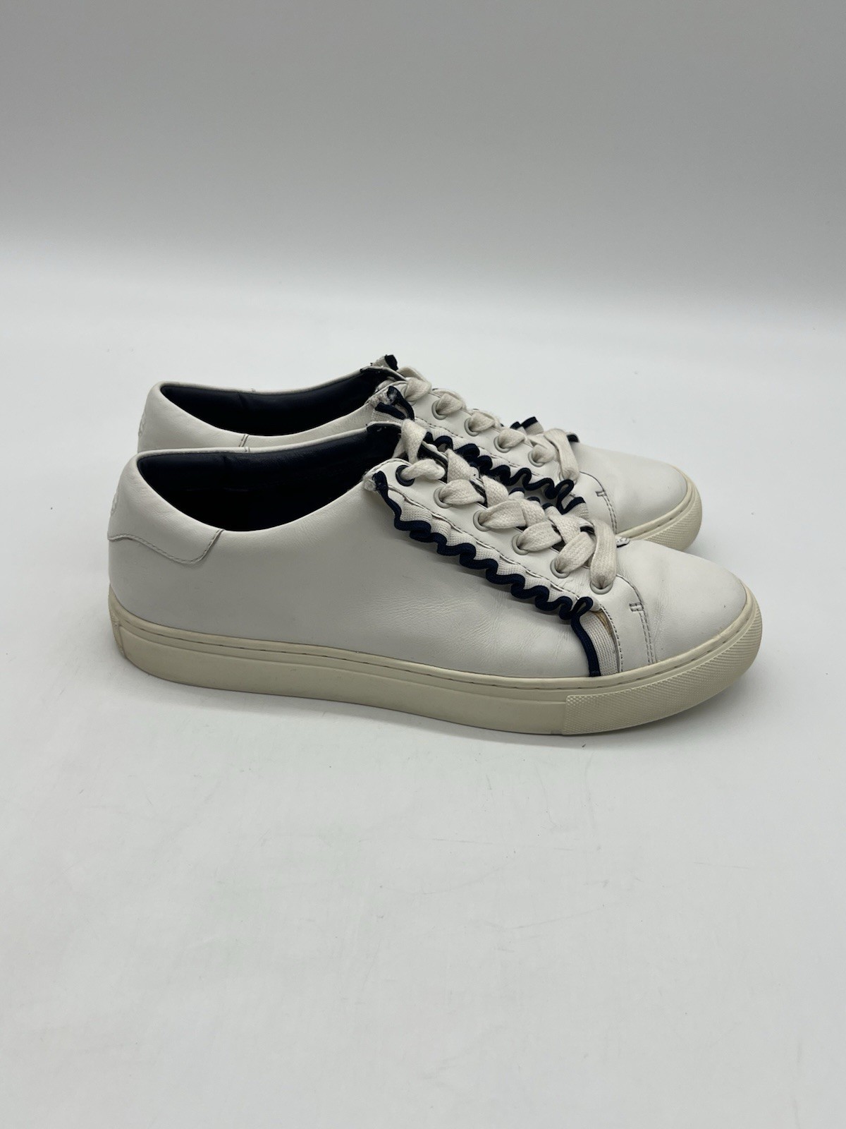 Tory Burch Sport Ruffles Women As 9.5M White Blue Leather Fashion Sneakers Shoes thumbnail 11