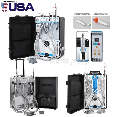Portable Dental Mobile Delivery Unit System Air Compressor 4Hole Strong Suction