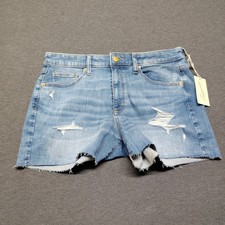 Universal Thread Women High-Rise Distressed Midi Jean Shorts Medium Wash size 12