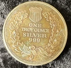 Toned 1 oz .999 Fine Silver Bullion Round Indian Head  Design