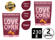 2x Love Corn Smoked BBQ Roasted Corn Snack Fibre Gluten Free Vegan 115g