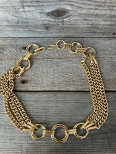 Vintage Gold Tone Circle Link Chain Belt Boho Waist 29'' 1970s Style