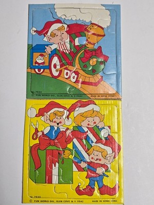4 Children Vintage Fun World Div Puzzles - Free Shipping