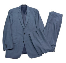 Hugo Boss 42L 36x34 Edison Power Blue Stripe 2pc Pant Suit All Season Wool