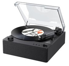 MYKESONIC Automatic Bluetooth Record Player W/Built In Speakers Black