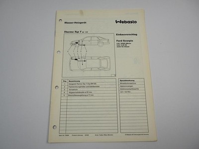 Ford Scorpio 2,0l 2,4l 2,9l V6 Einbauanleitung Webasto Thermo Top T BW50  Heizun