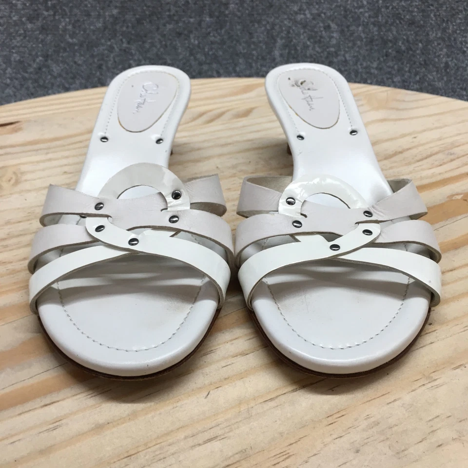 Женские туфли на каблуках Cole Haan 8 B Mules белые без шнуровки повседневные комфортные с открытым носком для котенка - Изображение 4 из 4