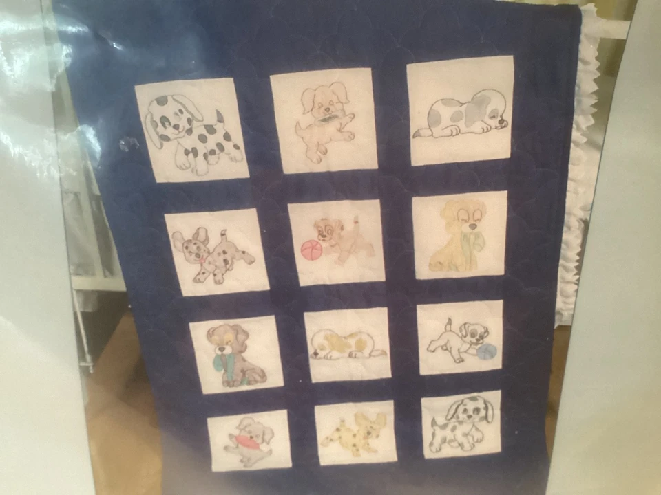 Jack Dempsey 9" Nursery Quilt Squares for Embroidery #24 Puppies - Image 2 of 4