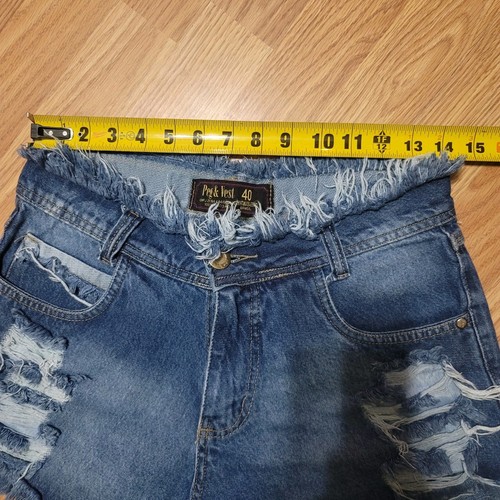 Womens Peg & Vest high waisted denim jean distressed shorty Short shorts 28" - Picture 4 of 9