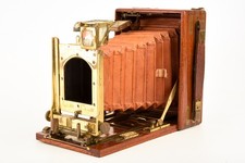 Ernemann HEAG XI Tropen Tropical Teak Wood Brass Bound 9x12cm Plate Camera V22