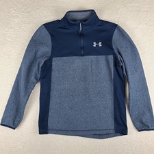 Under Armour Sweater Mens Small Blue Loose Coldgear Fleece Performance Tech