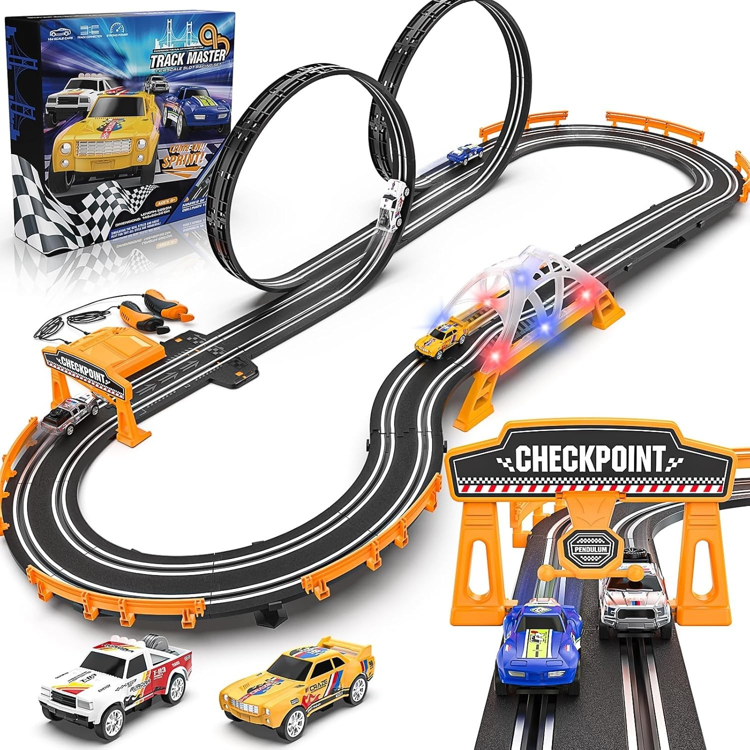 Slot Car Race Track Set Electric Powered Race Track Dual Racing Car Track Set