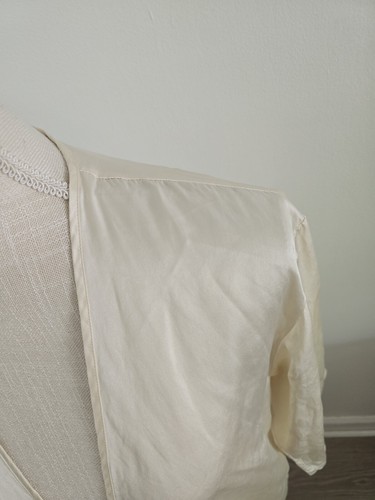 Saks Fifth Avenue Silk Lace Satin Blue Cream Open Tie Vintage VTG Robe Small S - Picture 6 of 9