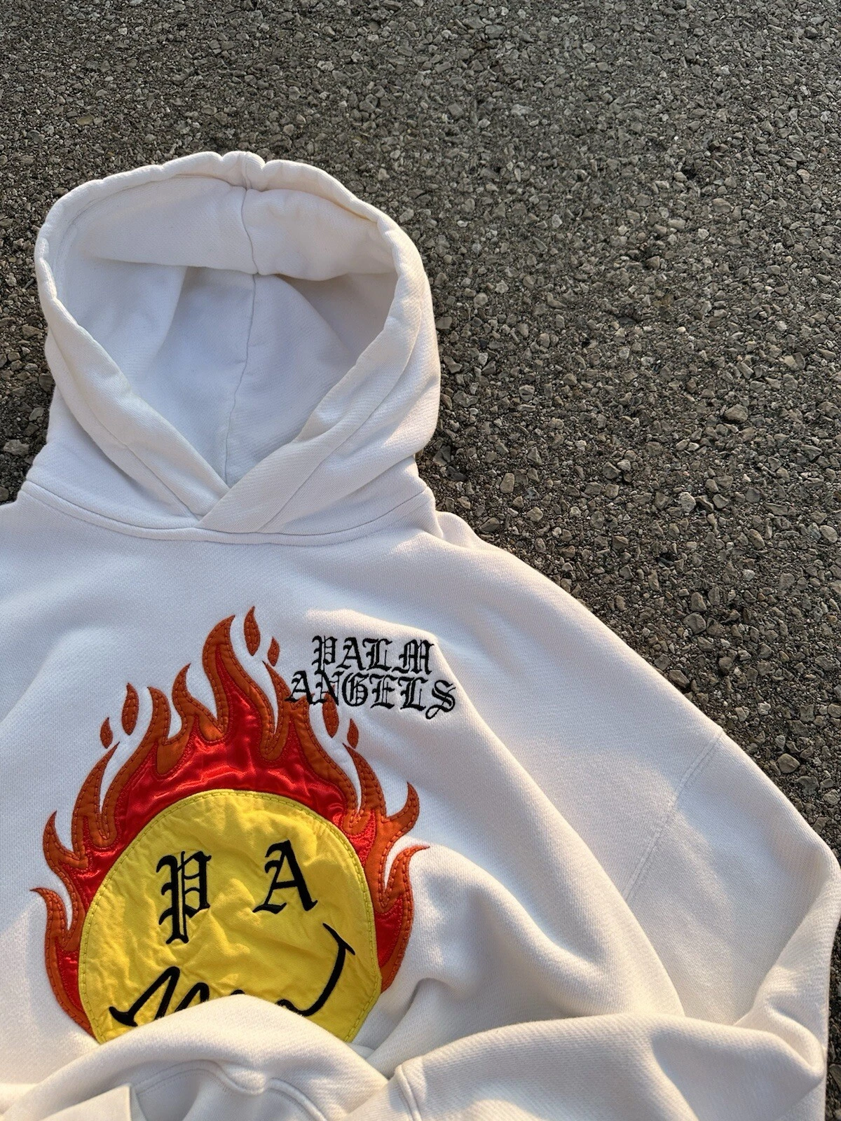 AUTENTICA Felpa con Cappuccio Palm Angels X Smile Logo Bianca Taglia S M