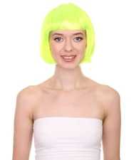 Fashion Short Bob Neon Green Straight Wig Halloween Party Fancy Dress HW-2436