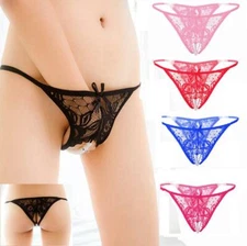 ☆USA☆ Sexy Women Lace Thong G-string Panties Lingerie Underwear Crotchles T-back