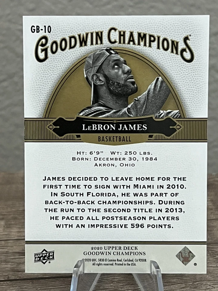 LEBRON JAMES 2020 Upper Deck Goodwin Champions BLUE LASER /499 #GB-10 - Image 3 of 3