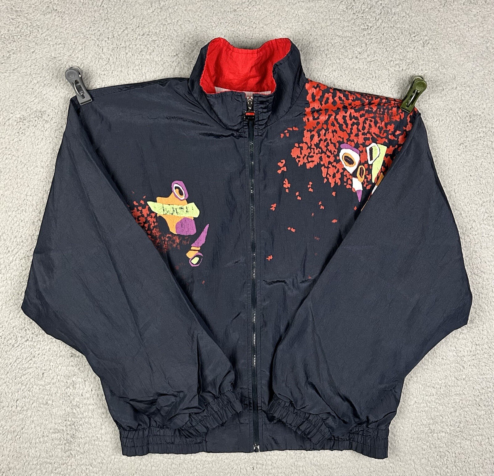 Giacca a vento vintage FILA donna pista disegni artistici taglia S