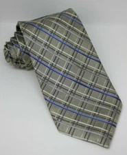Perry Ellis Portfolio Silver Blue White Grey Pattern Tie NWT