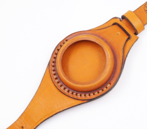 NEW Orange leather strap band wristband for pocket watch 50 mm WW1 times WWII - Picture 2 of 6