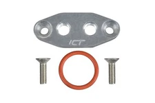 ICT Billet LS Twin Turbo Dual 1/8" NPT Oil Feed Line Adapter Plate LS1 LSX Kit