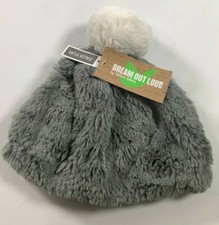 Juniors Dream Out Loud Gray Faux Fur Winter Hat NEW NWT