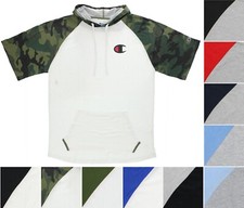 Champion Men's Hoodie T-Shirt Big  Tall Raglan Short Sleeve, Color Block Jersey