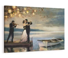 Twilight Romance Canvas Wall Art, Gallery Wrapped 20x30 Inch, Romantic Couple...