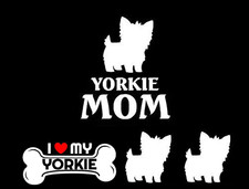 Yorkie Mom Yorkshire Terrier Perro Cuatro Blanco Vinilo Calcomanía Coche Camión Ventana Vaso