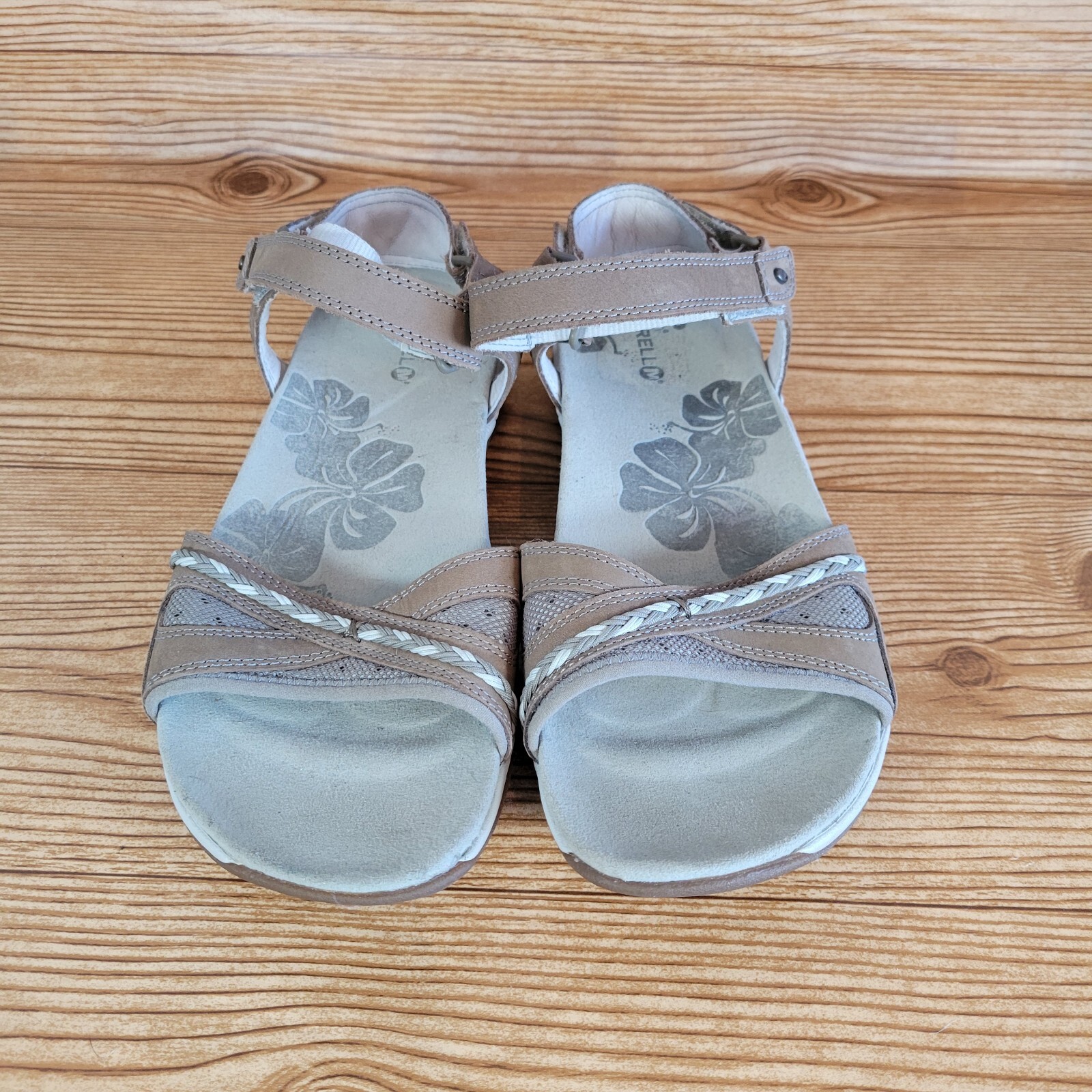 Merrell sandalo donna alluminio marrone beige misura 10 cinturini regolabili pelle