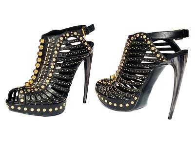 New Alexander McQueen S/S 2012 Leather Studded Horn Heel New Alexander McQueen S/S 2012 Leather Studded Horn Heel