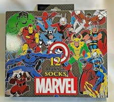 MARVEL Mens/Boys Super Heroes Socks Sizes 6-12 NEW 12 Days Of Socks