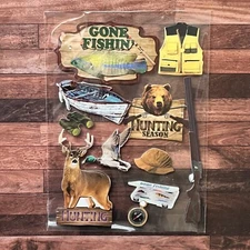 Fishing, hunting stickers, 2 dimensional, scrapbooking