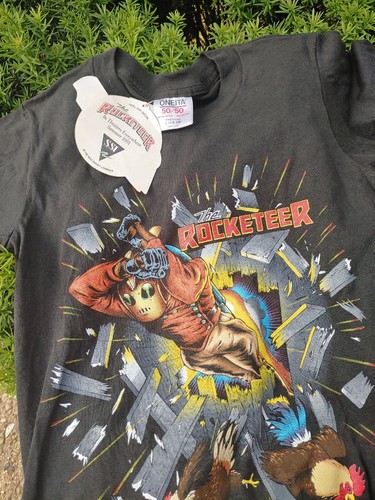DEADSTOCK! vintage 90s THE ROCKETEER 1991 Disney Movie Promo T Shirt Kids Large