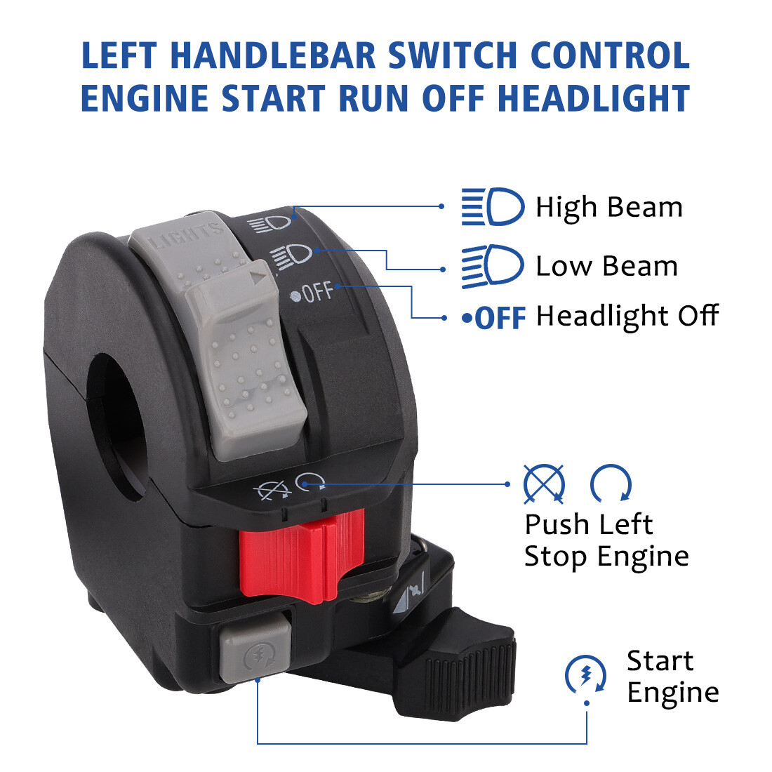 Left Handlebar Headlight Control Switch For Yamaha Big Bear 400 YFM400 2000-2001 – TWOM Black