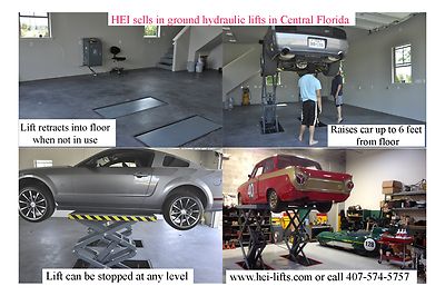 In ground flush mount, full height hydraulic vehicle lift