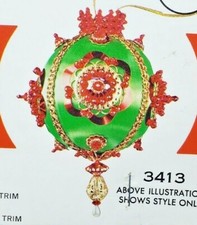 Walco CRESCENT CRESCENDO Lime/Red Vtg Sequin Bead Christmas Ornament Kit 3413