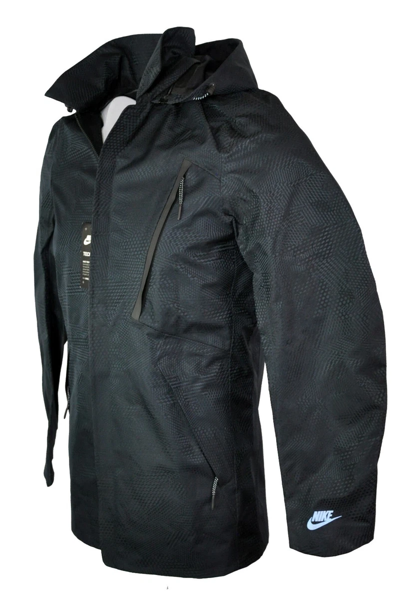 Nike Rain Jacket Men s Size S Sportswear Black Bonded Hooded Blazer 300 836411