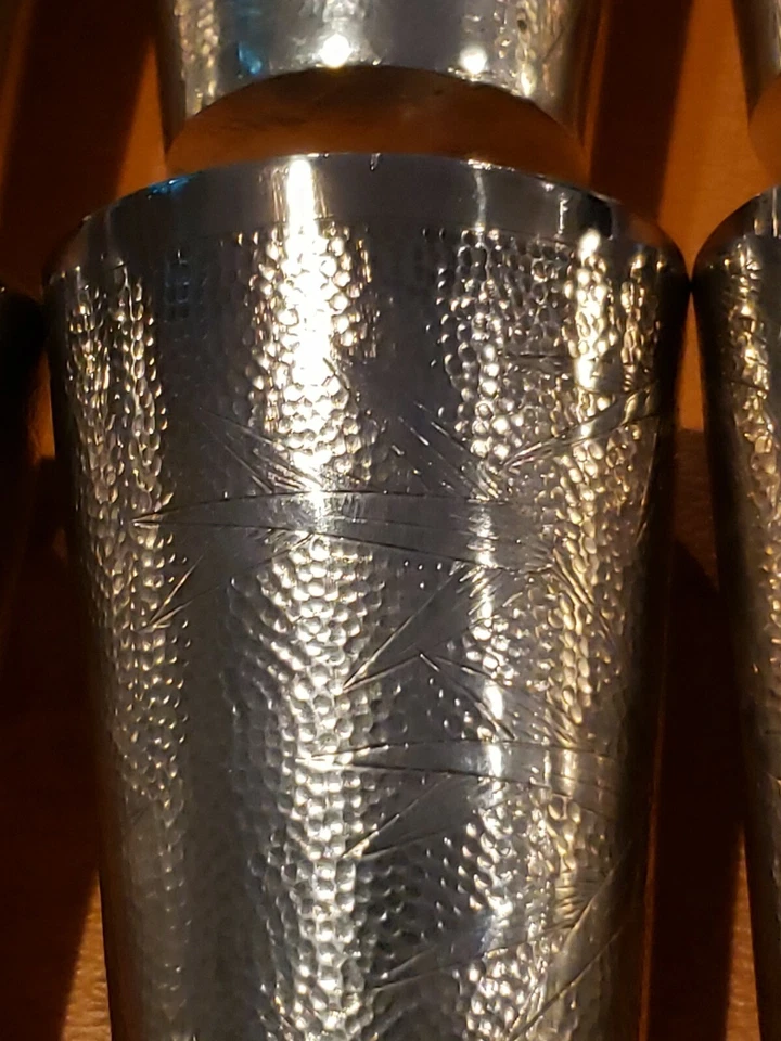 Antique Signed Chinese Sterling Silver JADEGREEN Cup 2.5" Bamboo Design — 第 2/4 张图片