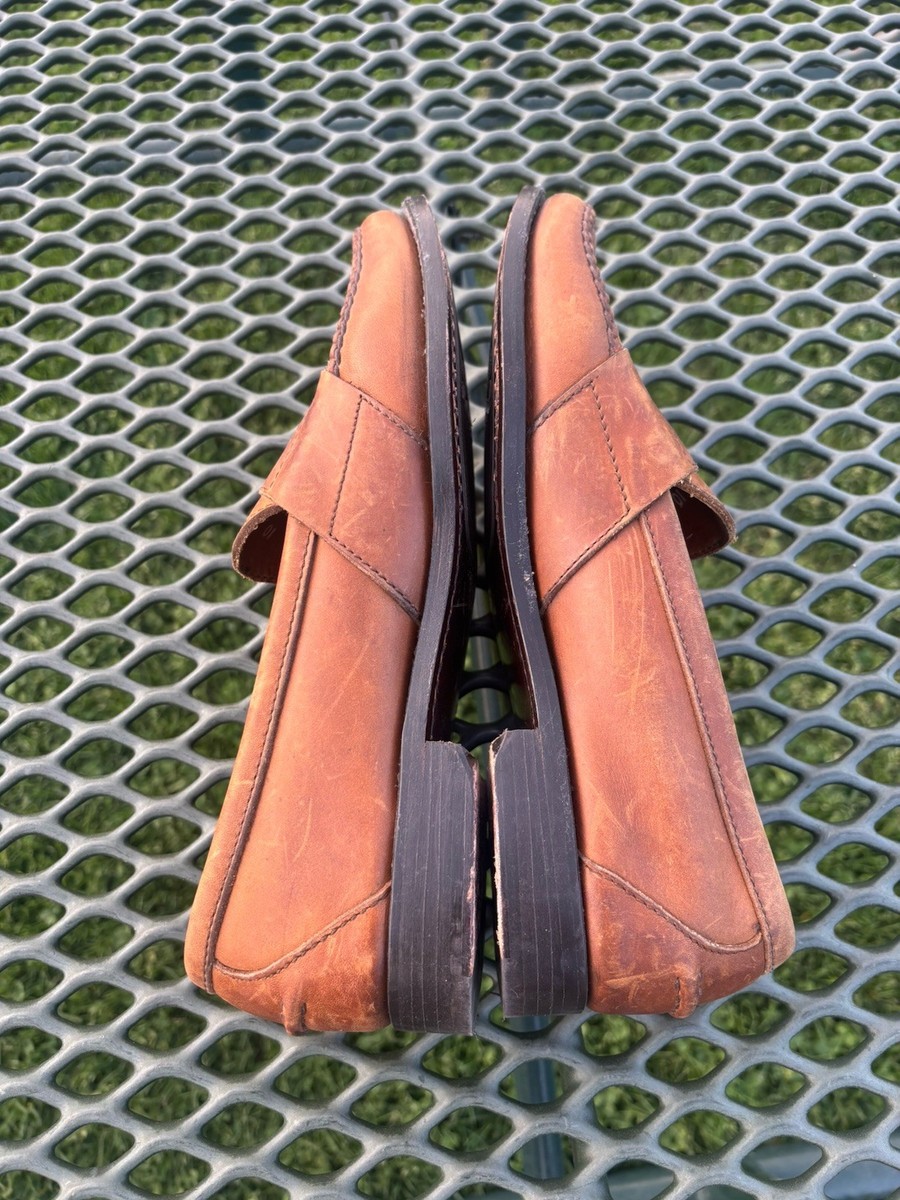 Ralph Lauren Polo Shoes Mens 10D Brown Leather Loafer Crest Slip