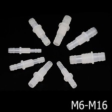 Bulkhead Connector Plastic Straight Barbed Threaded Fitting M6-M16 Pipe Joiner