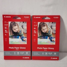 2 Pk NEW Canon Pixma 50 Sheets Genuine Inkjet Photo Paper Glossy GP-601 4"x6" 